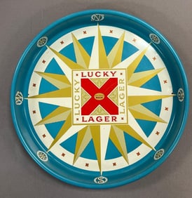Vintage Lucky Lager Beer Advertising Metal Drink Tray