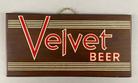Vintage Velvet Beer Eood Advertising Sign