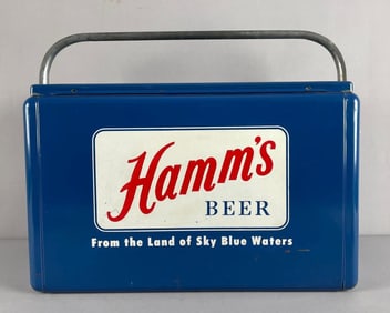 1950s Hamms Beer Metal Advertising Picnic Cooler