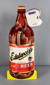 Vintage Edelweiss Light Beer Quart Bottle Cardboard Advertising Sign