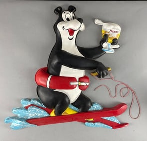 Large Vintage Hamms Beer Water Skiing Bear Vacuform Advertising Sign