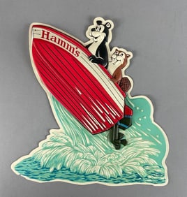 Vintage Hamms Beer Bear Motor Boat Vacuform Advertising Sign