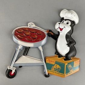Vintage Hamms Beer Bear Grilling Vacuform Advertising Sign