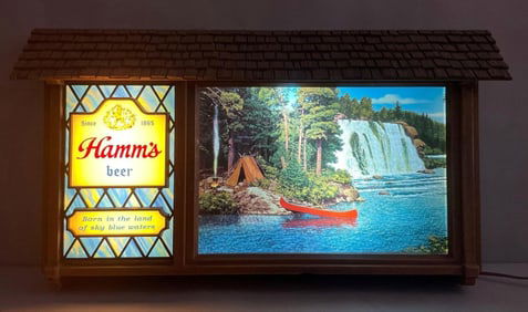 Vintage Hamms Beer Scene-O-Rama Motion Light-Up Advertising Sign