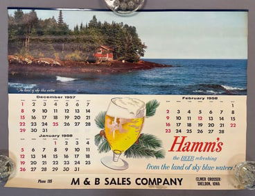 1958 Hamms Beer Paper Advertising Calendar