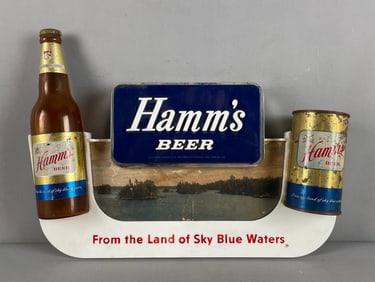 Vintage Hamms Beer Bottle and Can Advertising Sign