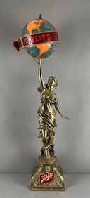 1976 Schlitz Beer Lady with Globe Light-Up Advertising Statue