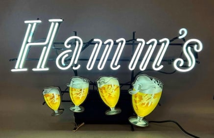 1962 Hamms Beer Dancing Goblets Motion Neon Advertising Sign