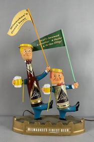 Vintage Blatz Beer Dancing Light-Up Advertising Back Bar Statue