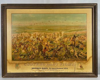 1896 Budweiser Beer Custer's Last Fight Advertising Lithograph on Board