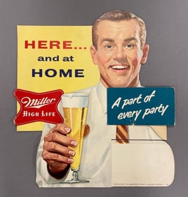1954 Miller High Life Beer 3D Die-Cut Cardboard Advertising Sign
