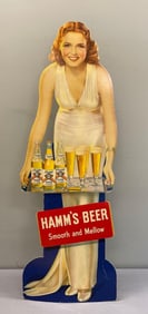 1930s Hamms Beer Waitress Cardboard Advertising Standee