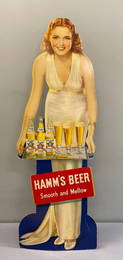 1930s Hamms Beer Waitress Cardboard Advertising Standee