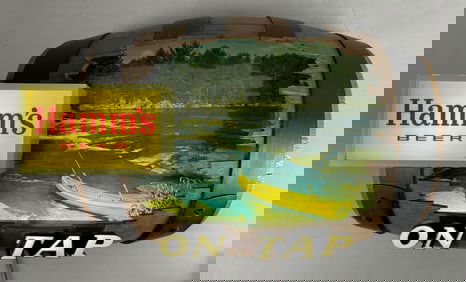 Vintage Hamms Beer Barrel Light-Up Advertising Sign