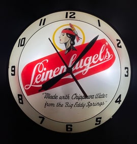 Vintage Leinenkugels Beer Maiden Double Bubble Light-Up Advertising Clock