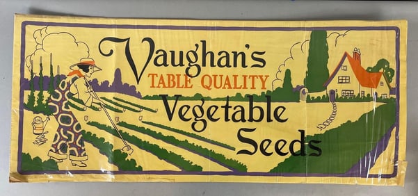 Vintage Vaughan's Vegetable Seeds Paper Advertising Sign