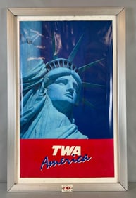 Vintage TWA America Statue of Liberty Advertising Sign