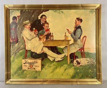 Vintage Schmidt's City Club Beer Norman Rockwell Advertising Lithograph