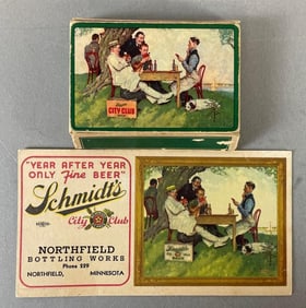 Group of 2 Vintage Schmidt's City Club Beer Norman Rockwell Advertising Items