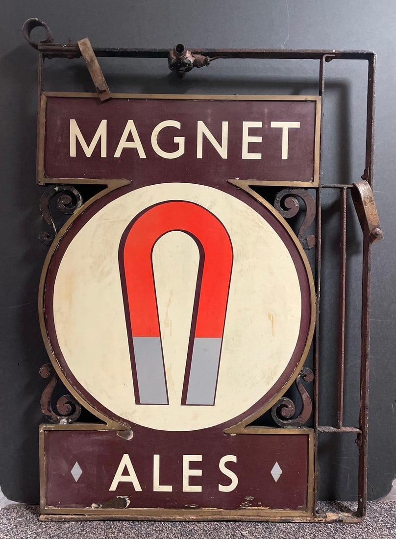 1930s Magnet Ales Double-Sided Wrought Iron Beer Advertising Sign (1 of 5)