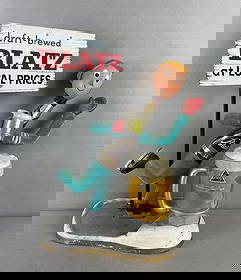 Vintage Blatz Metal Advertising Ice Skating Bottle Man Statue: 12" W by 18" H by 6 1/2" D