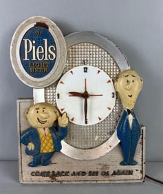 Vintage Piels Light Beer Advertising Plastic Beer Clock Sign