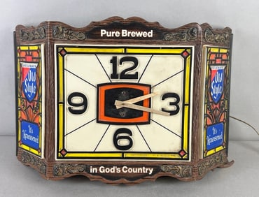 Old Style Light Up Advertising Beer Clock Sign