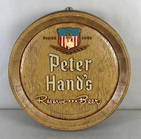 Vintage Peter Hands Advertising Chalk Beer Barrel Sign