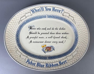 Vintage Pabst Blue Ribbon Plastic Advertising Beer Tray