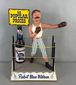 Vintage Pabst Blue Ribbon Advertising Metal Boxer Statue