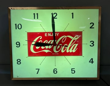 Vintage Coca Cola Light Up Advertising Clock Sign