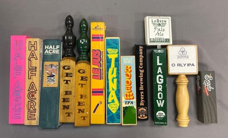 Group of 12 Advertising Beer Tappers