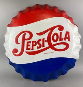 Pepsi Cola Advertising Bottle Cap Sign