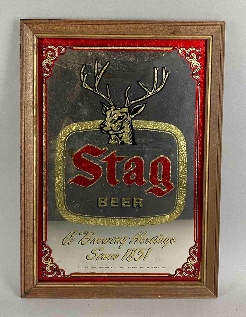 1981 Heileman Stag Beer Advertising Mirror (1 of 2)