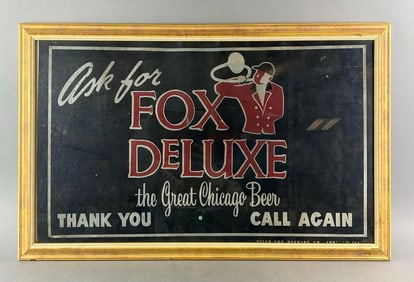 Vintage Chicago, Illinois Fox Deluxe Beer Advertising Sign