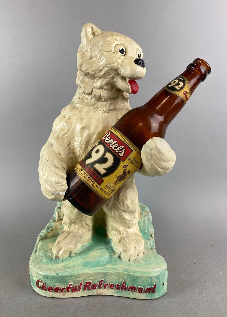 Vintage Oertels ‘92 Beer Advertising Back Bar Chalk Polar Bear Statue (1 of 5)