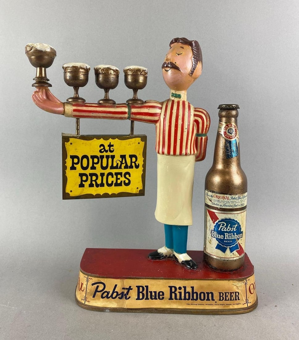 Vintage Pabst Blue Ribbon Advertising Back Bar Metal Statue (1 of 4)
