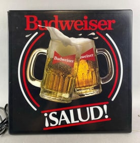Budweiser Beer Salud Light Up Advertising Sign