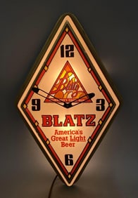 1977 Blatz Beer Light Up Advertising Clock Sign