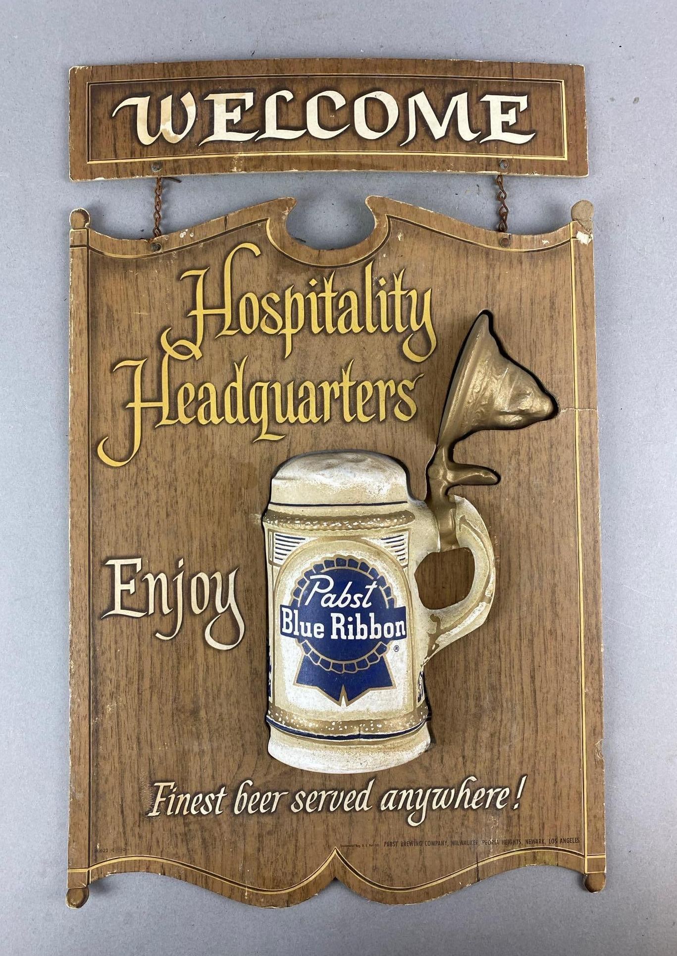 70sPabst Blue Ribbon パブスト　ブルーリボン　サインウッド Vintage Pbr Pabst Blue Ribbon Beer Wood Advertising Sign