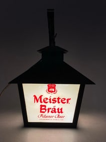 Vintage Meister Brau Beer Light Up Advertising Hanging Lantern