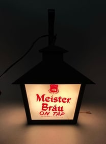 Vintage Meister Brau Beer Light Up Advertising Hanging Lantern
