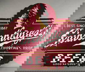 Modern Leinenkugels Beer Maiden Metal Advertising Sign: Made by Leinenkugels , measures H 35" x W 40 3/4"