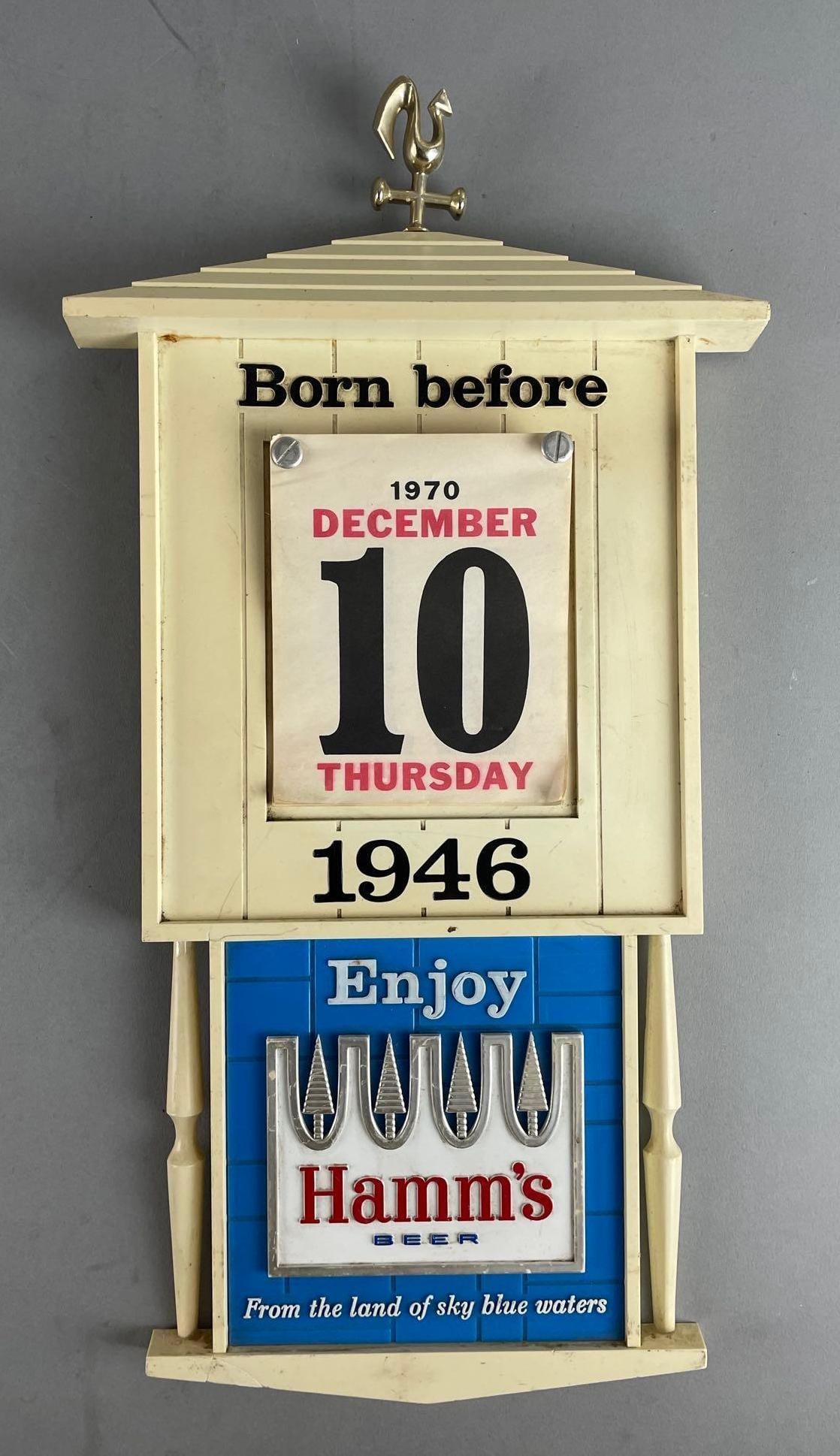 Vintage Hamms Beer Plastic Advertising Calendar with Rooster (1 of 4)
