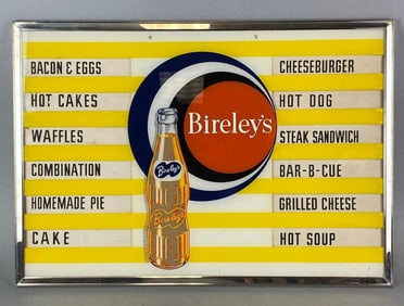 Vintage 1940s Bireleys ROG Advertising Menu Board