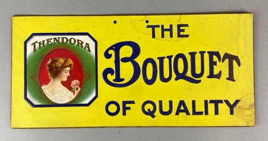 Antique 1920s Thendora Bouquet of Quality Cigar Advertising Sign