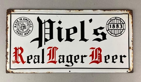 Antique 1930s Piels Beer Porcelain Advertising Sign