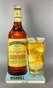 Vintage 1940s Fleischman Whiskey Easel Back Advertising Display