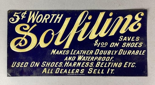 Antique 1900s Solfiline Shoe Advertising Tin Tacker