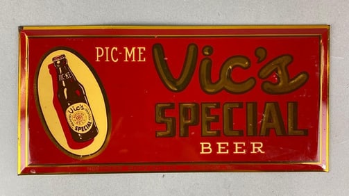 Vintage 1940s Vics Beer TOC Advertising Sign